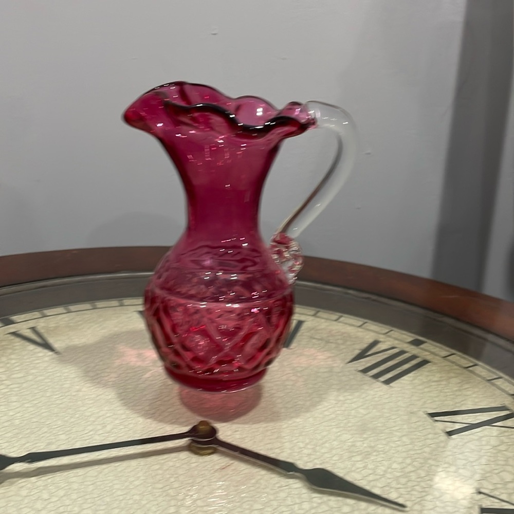 Vintage cranberry handblown pitcher